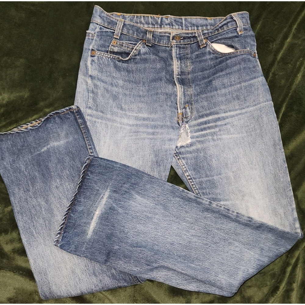Vintage Levis 532 1984 Jeans Mens Flare 36X34 Orange Tab Blue Denim USA Made - Picture 2 of 16